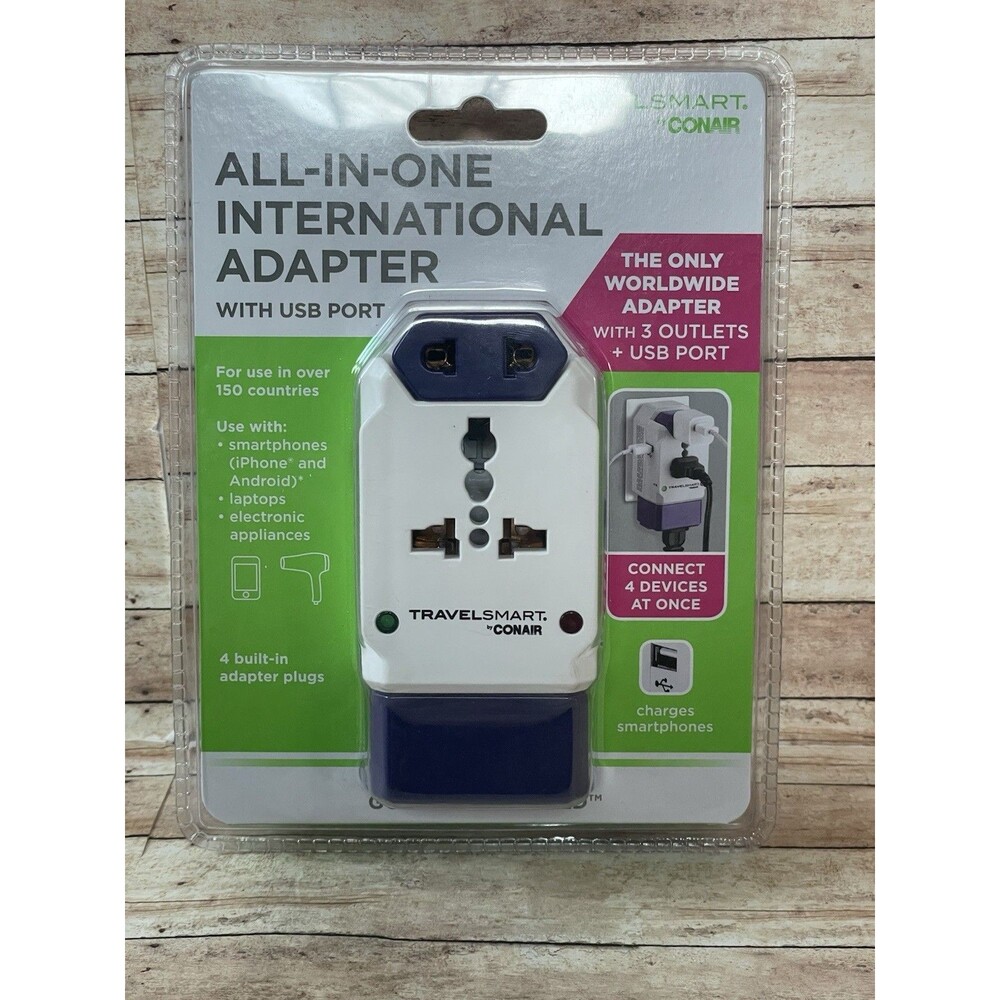 Universal Travel Adapter All-in-one International USB 3 Outlets Conair NIP